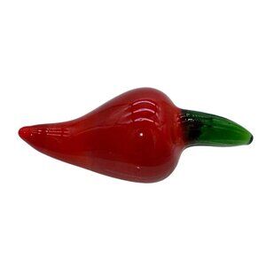 Red Chili Pepper Hand Blown Art Glass Paperweight Southwestern Red Hot Chili 4"